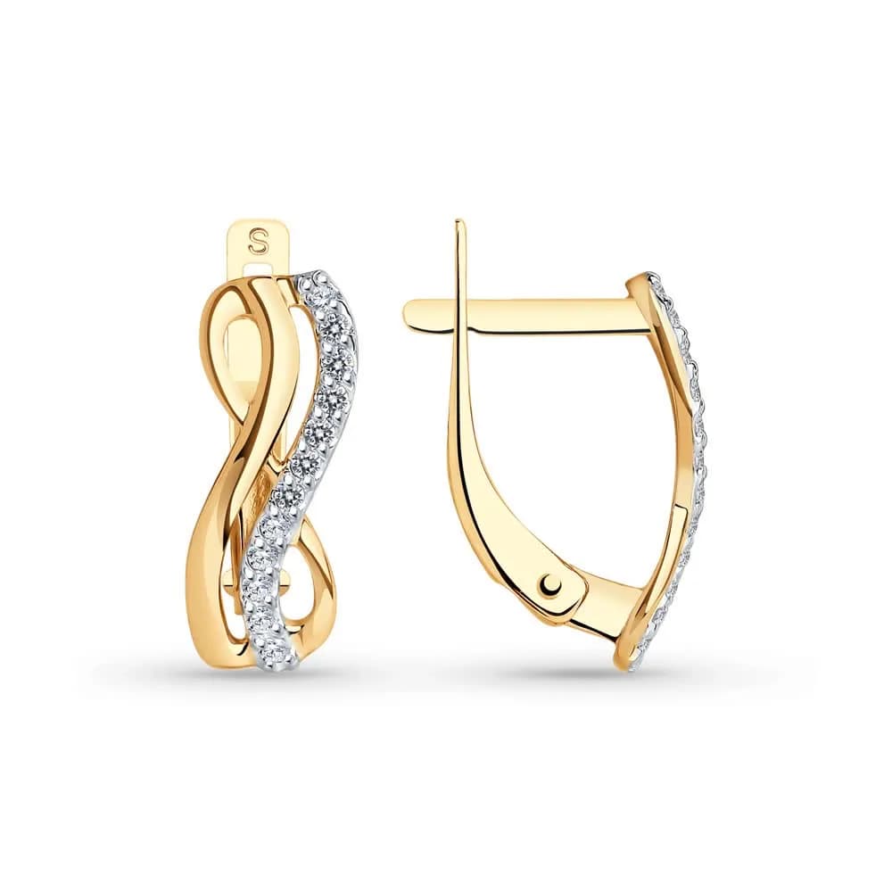 Серьги из золота с фианитами