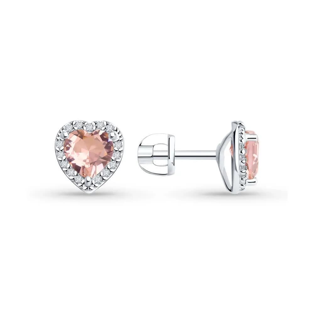 Серьги из серебра с ситаллами и фианитами