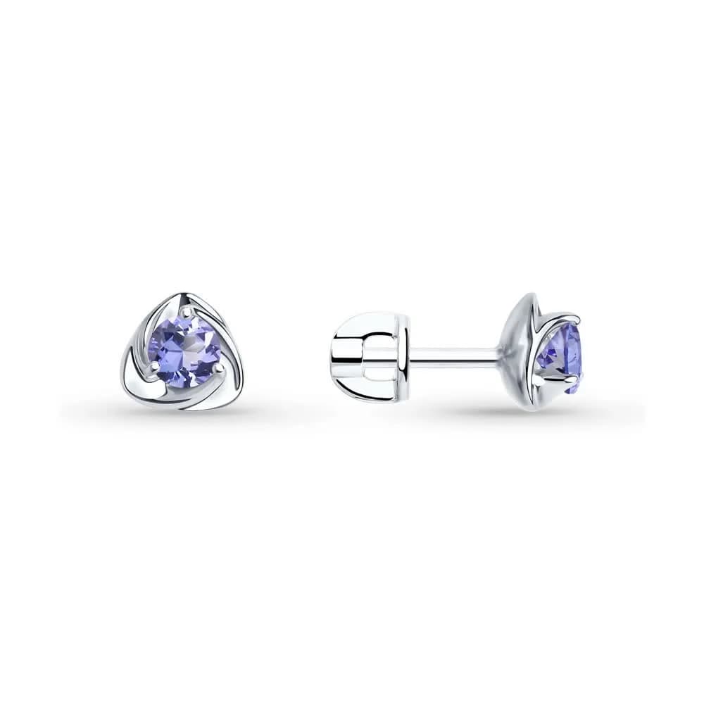 Серьги из серебра с танзанитами