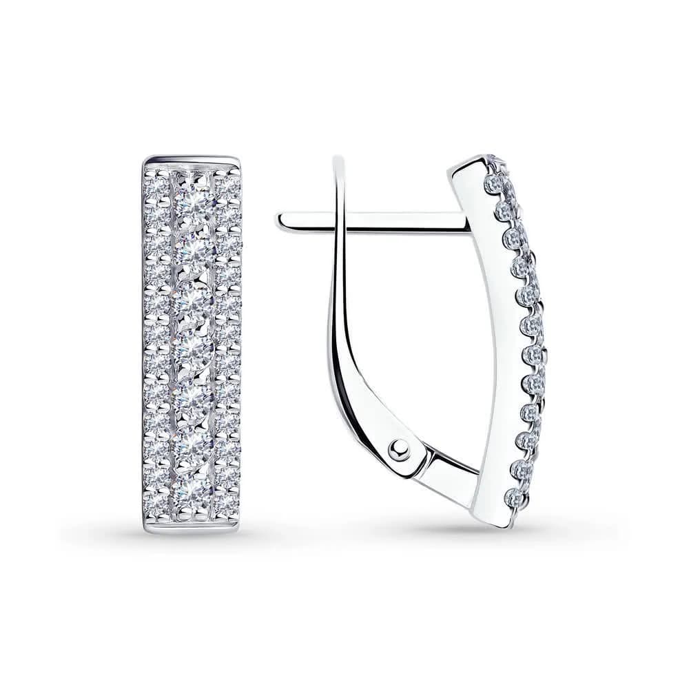 Серьги из серебра с фианитами