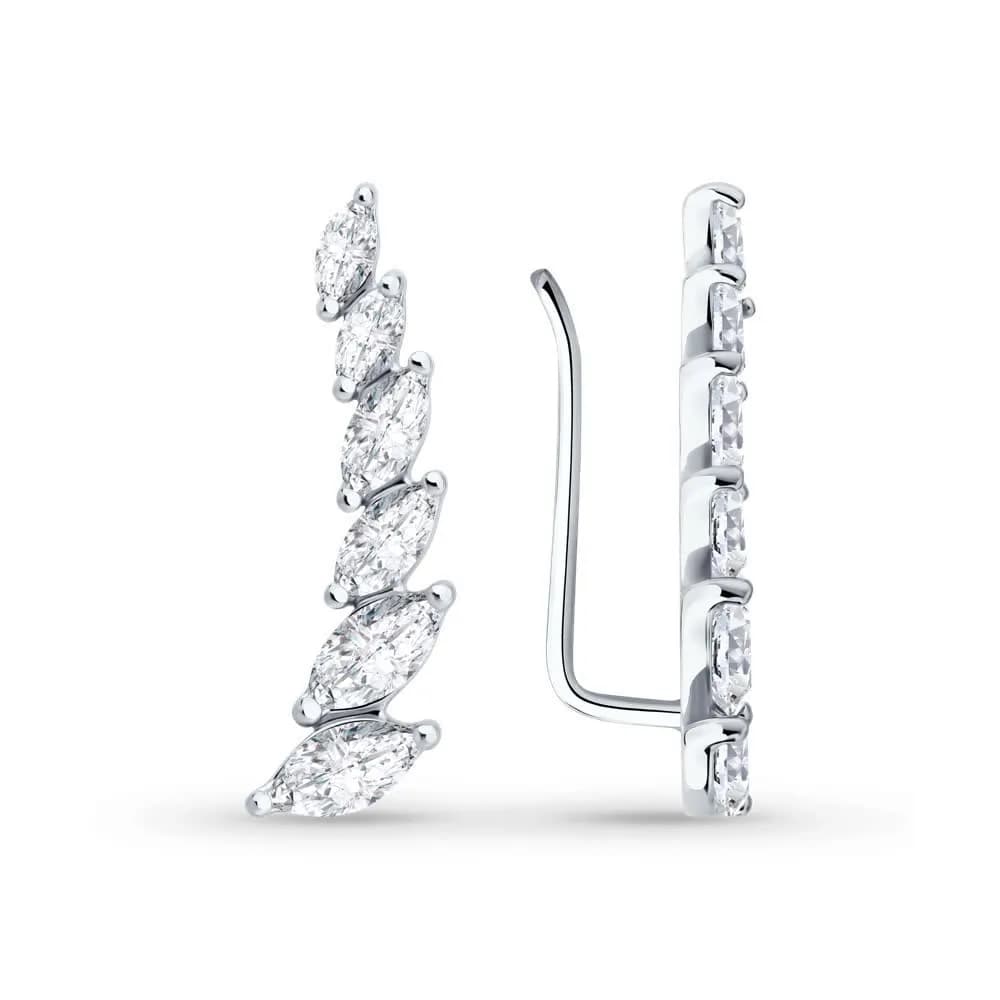 Серьги из серебра с фианитами