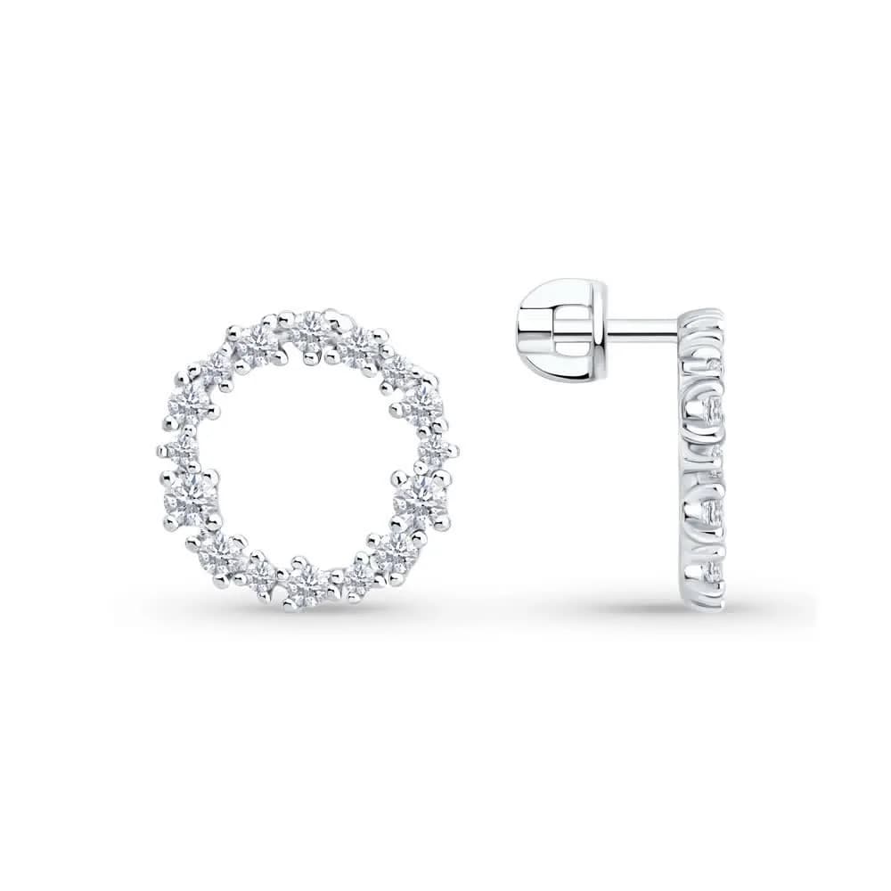 Серьги из серебра с фианитами