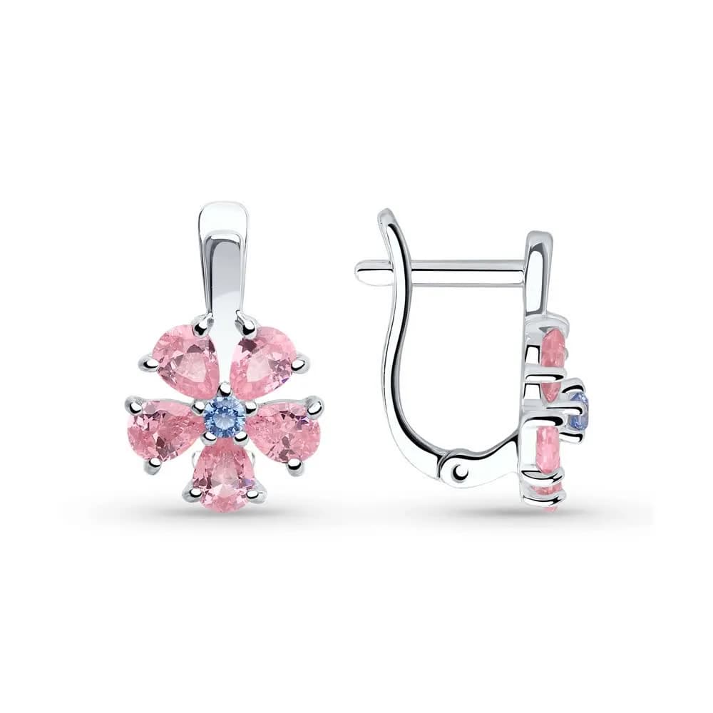 Серьги из серебра с фианитами