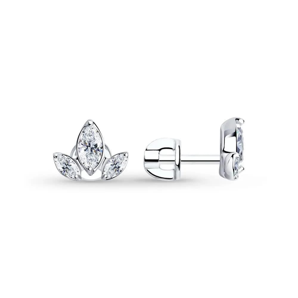 Серьги из серебра с фианитами
