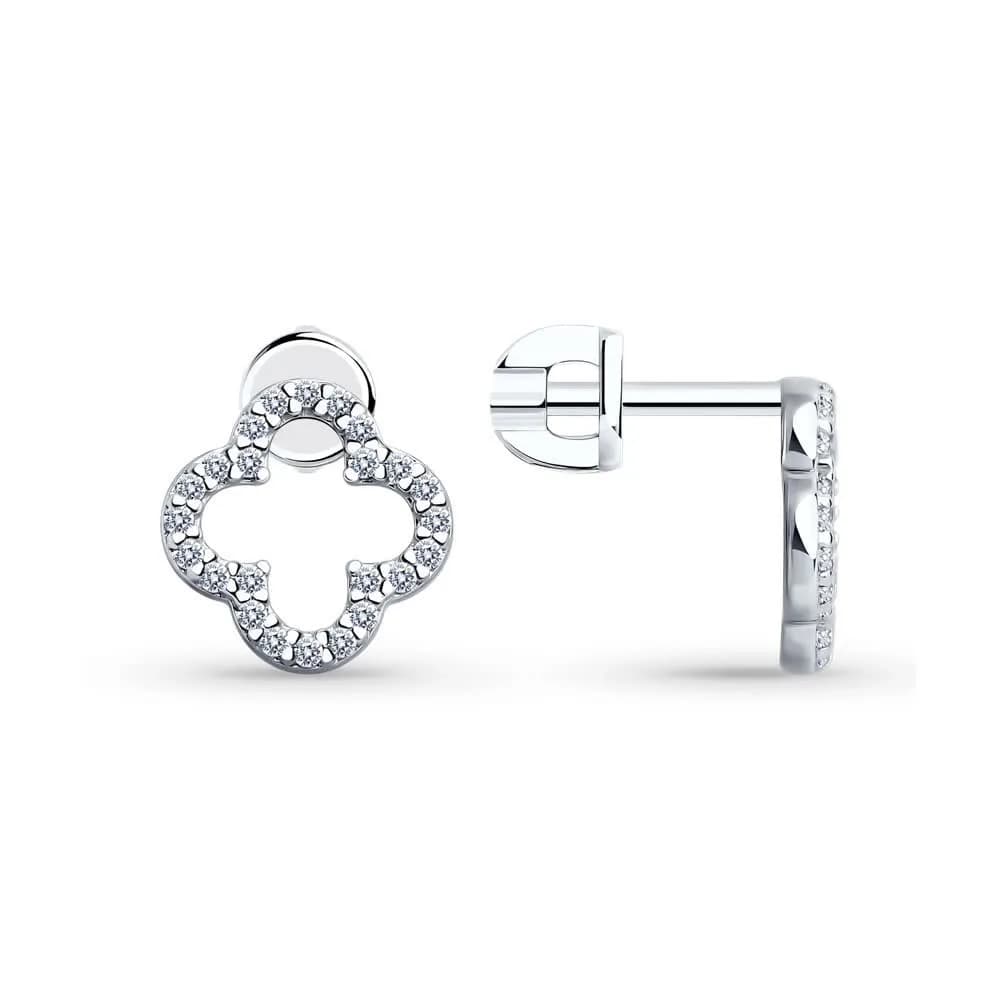 Серьги из серебра с фианитами