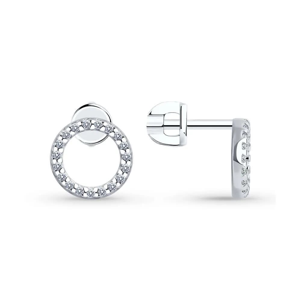 Серьги из серебра с фианитами