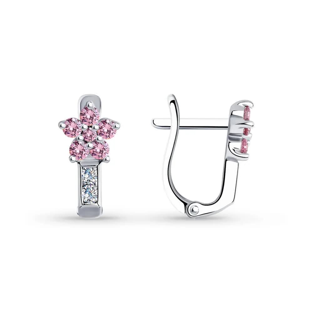 Серьги из серебра с фианитами
