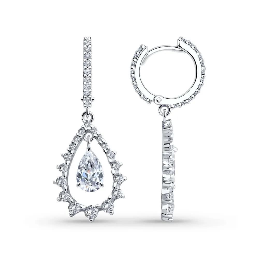Серьги из серебра с фианитами