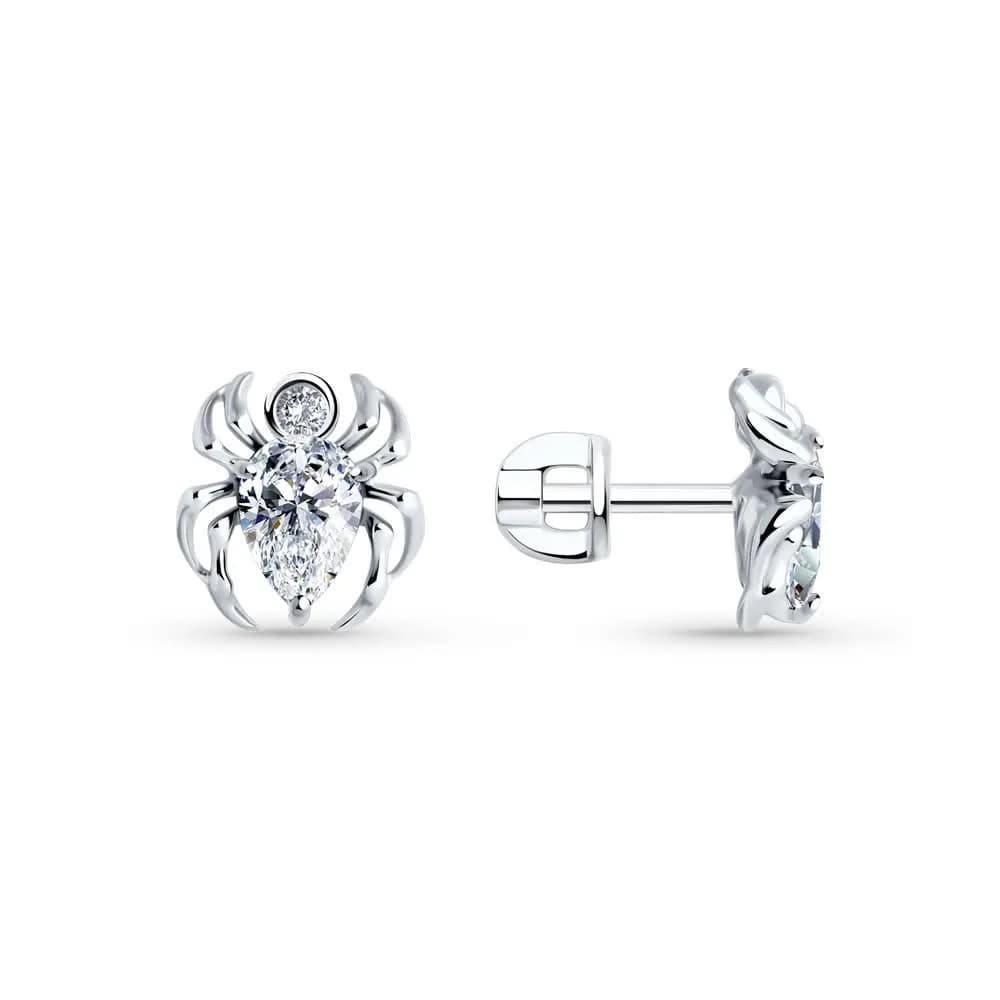 Серьги из серебра с фианитами