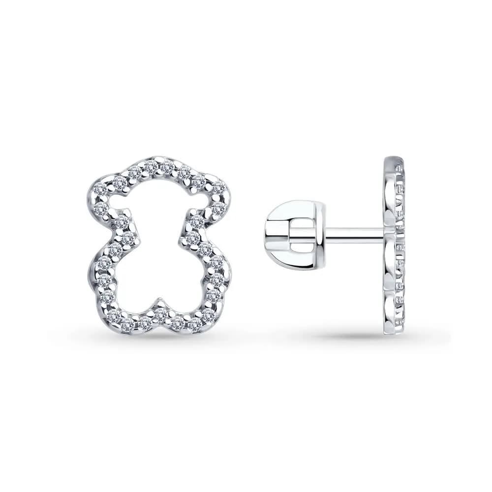 Серьги из серебра с фианитами