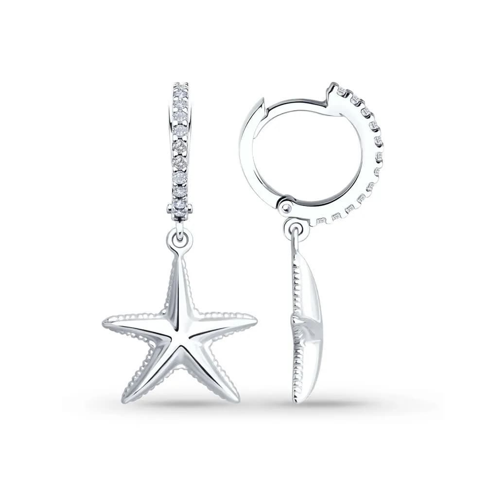 Серьги из серебра с фианитами