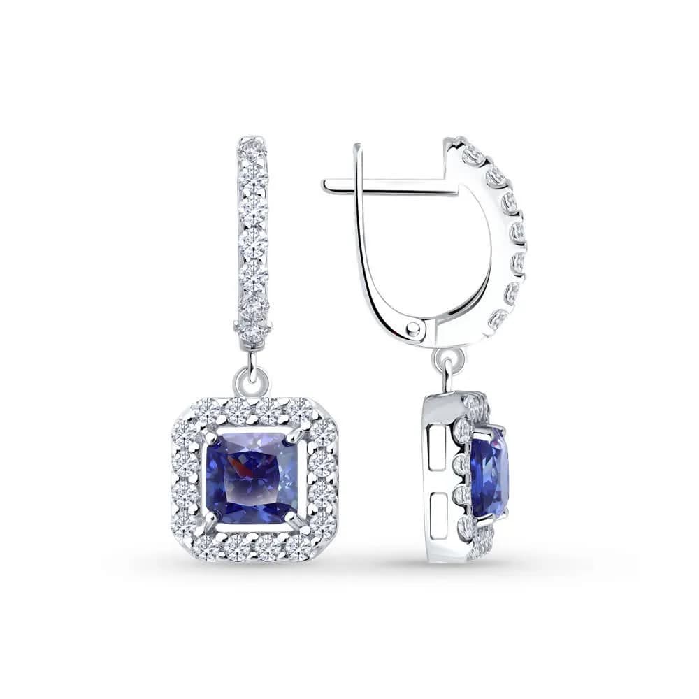 Серьги из серебра с фианитами