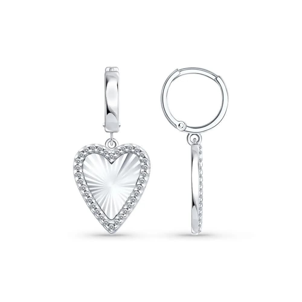 Серьги из серебра с фианитами