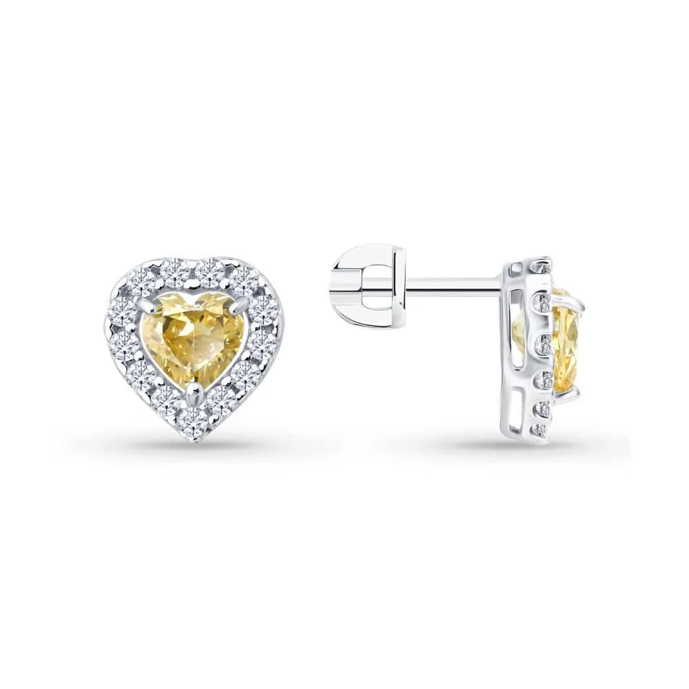 Серьги из серебра с фианитами