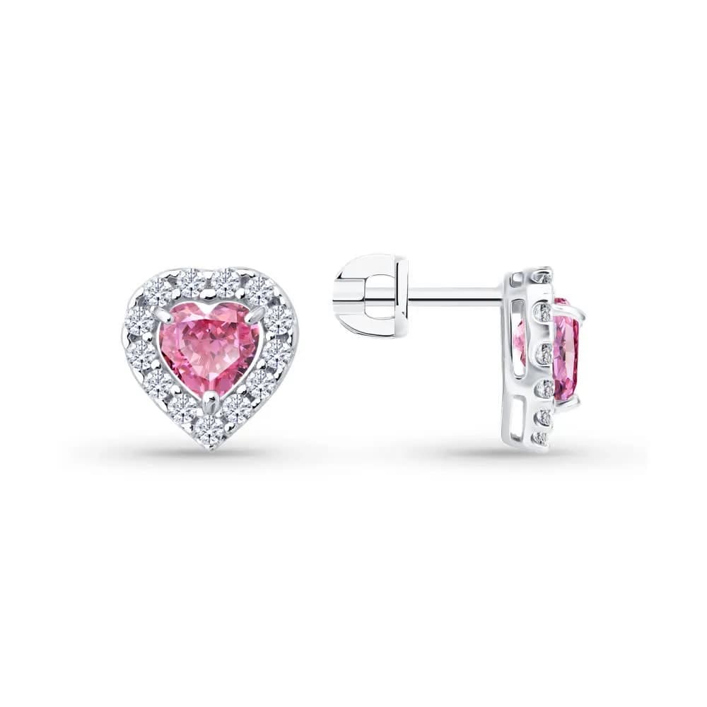 Серьги из серебра с фианитами