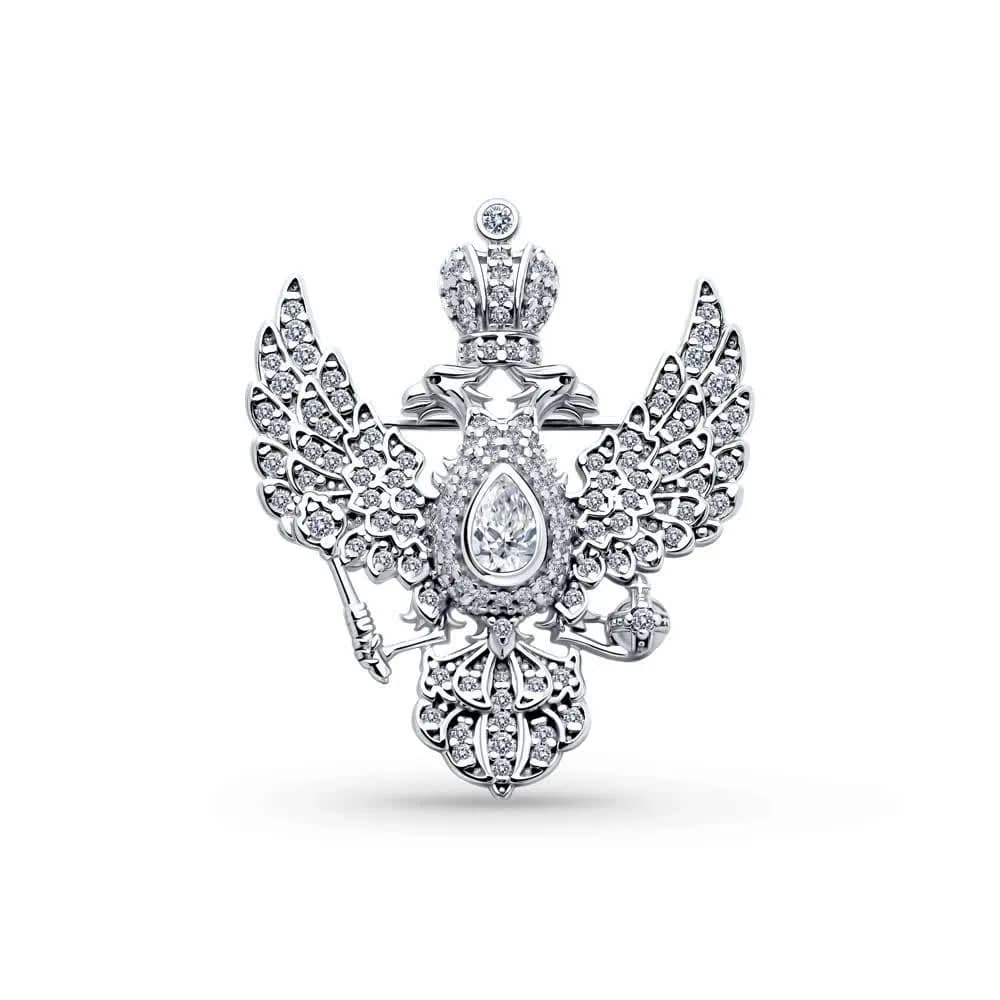 Брошь из серебра с фианитами