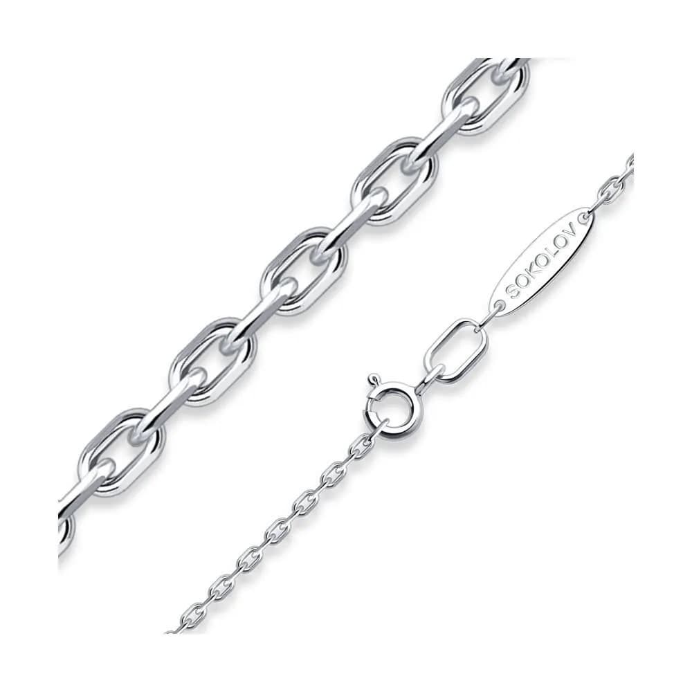 Цепь из серебра, плетение якорное, 925 проба