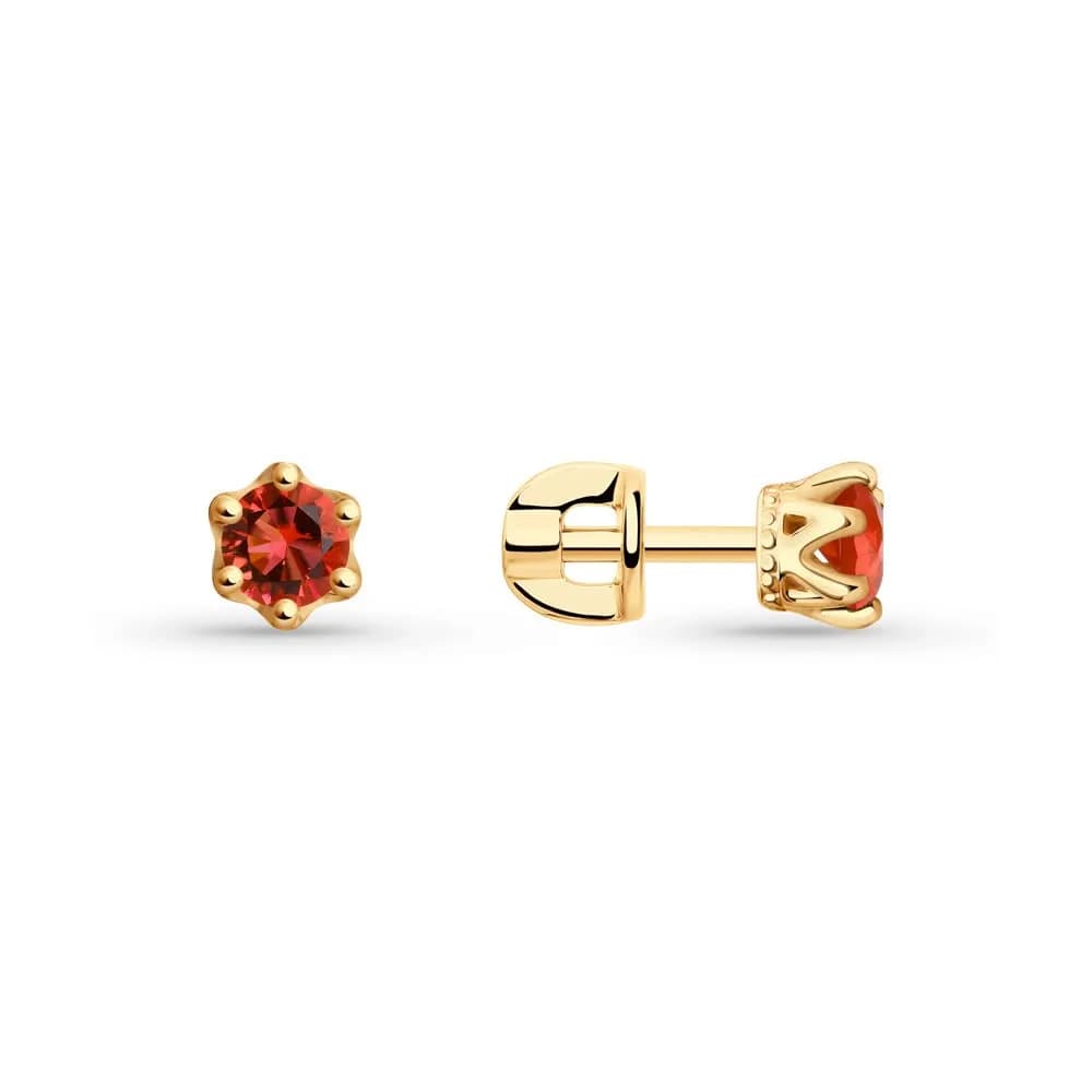 Серьги из золота с красными фианитами