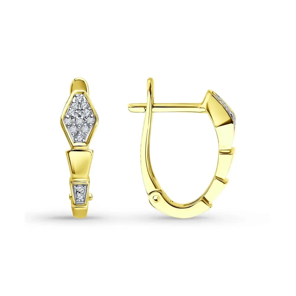 Серьги из желтого золота с бриллиантами