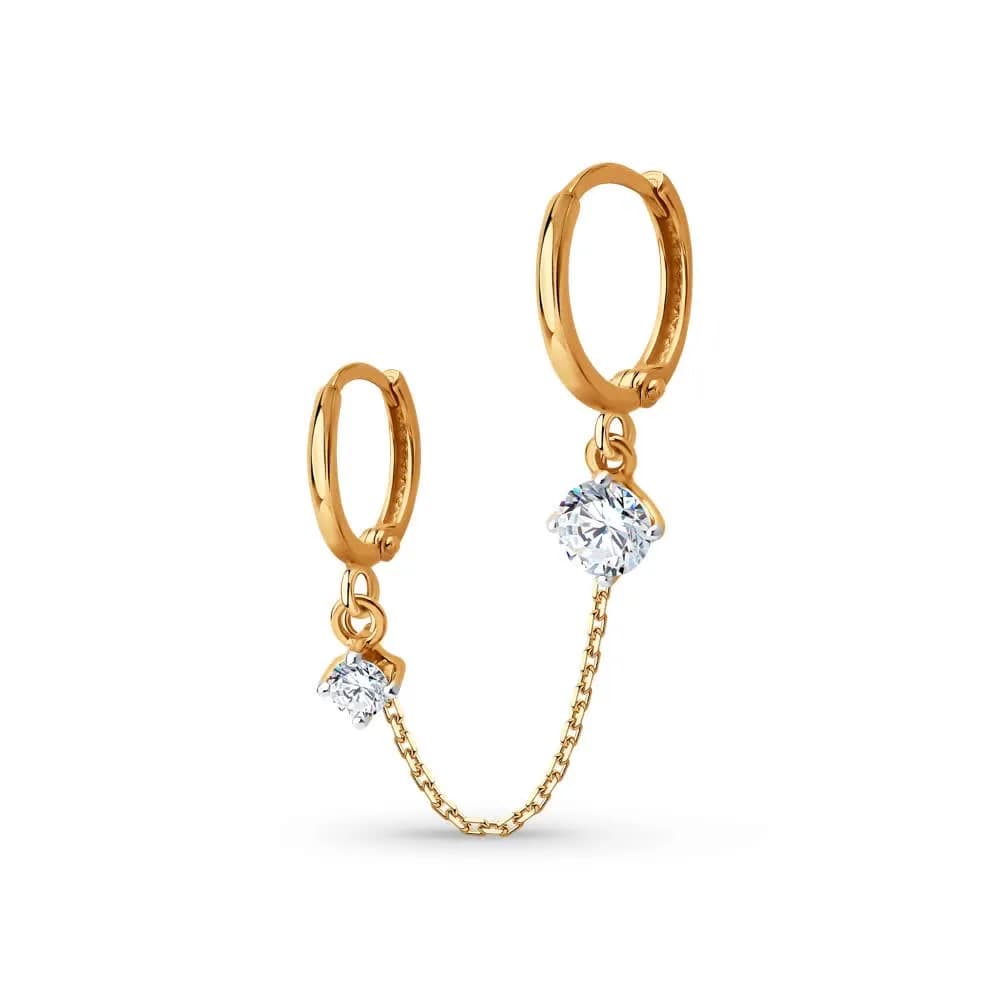 Серьга из золота с фианитами