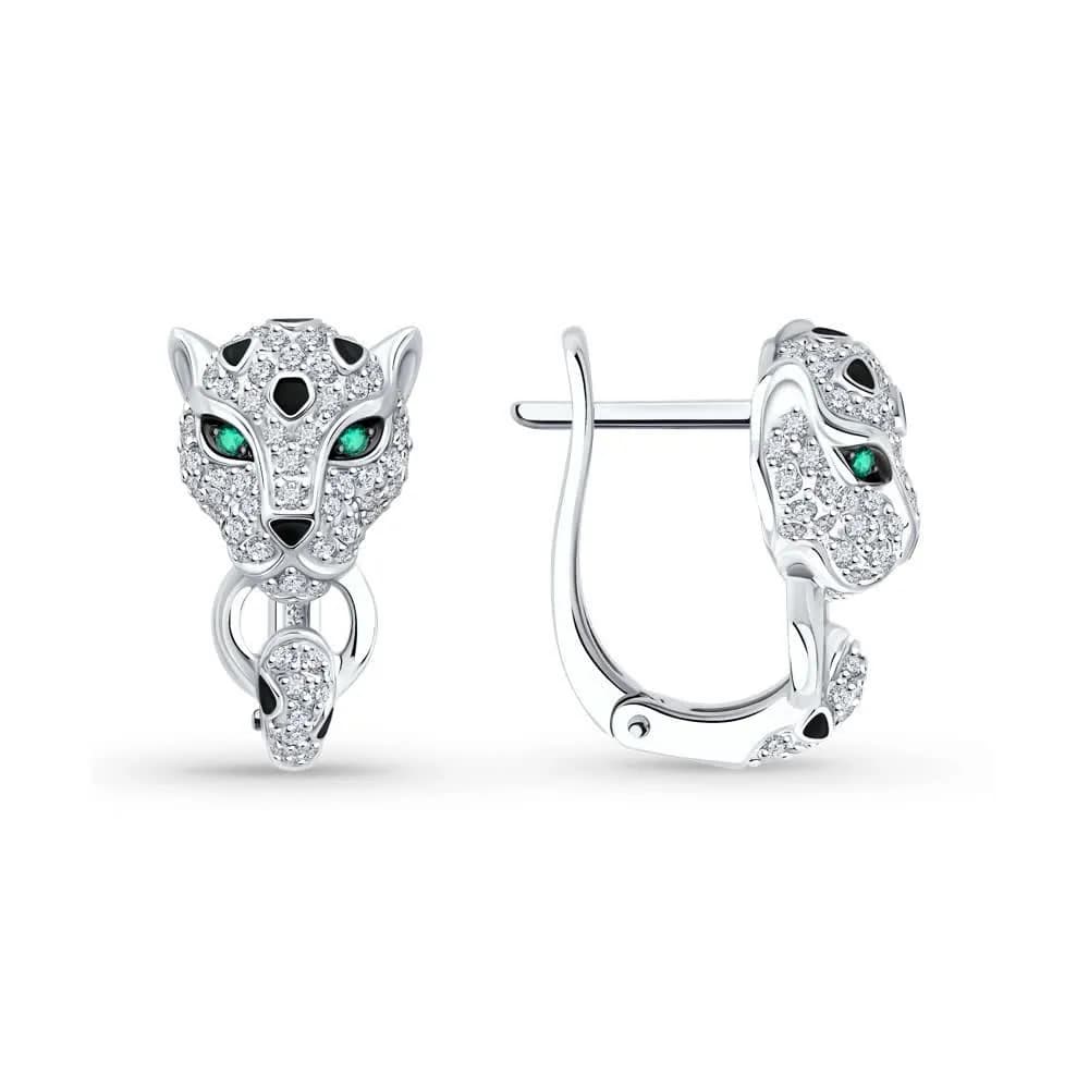 Серьги из белого золота с миксом камней
