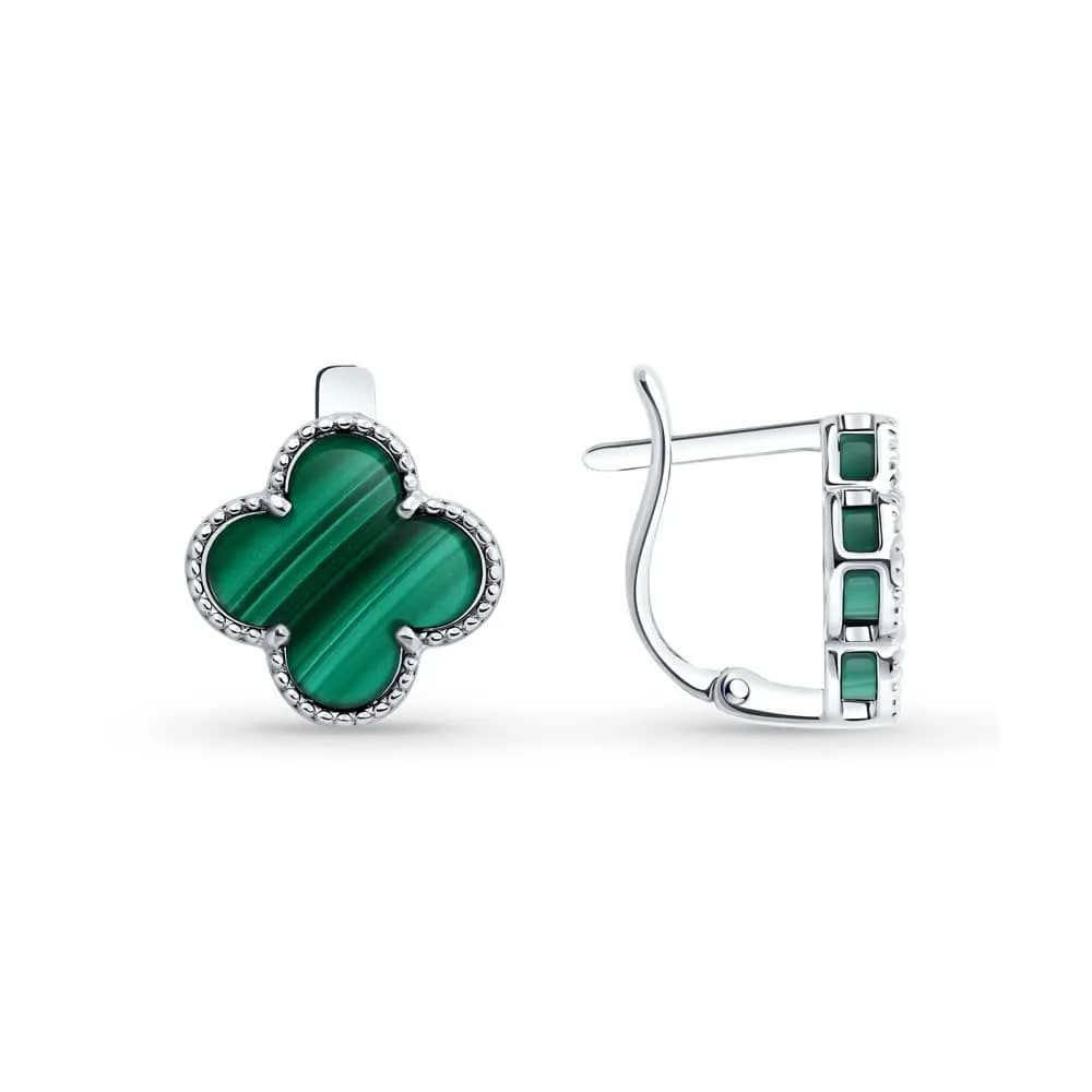 Серьги из серебра с малахитами