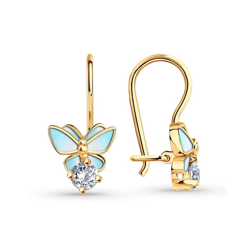 Серьги из серебра с эмалью и фианитами