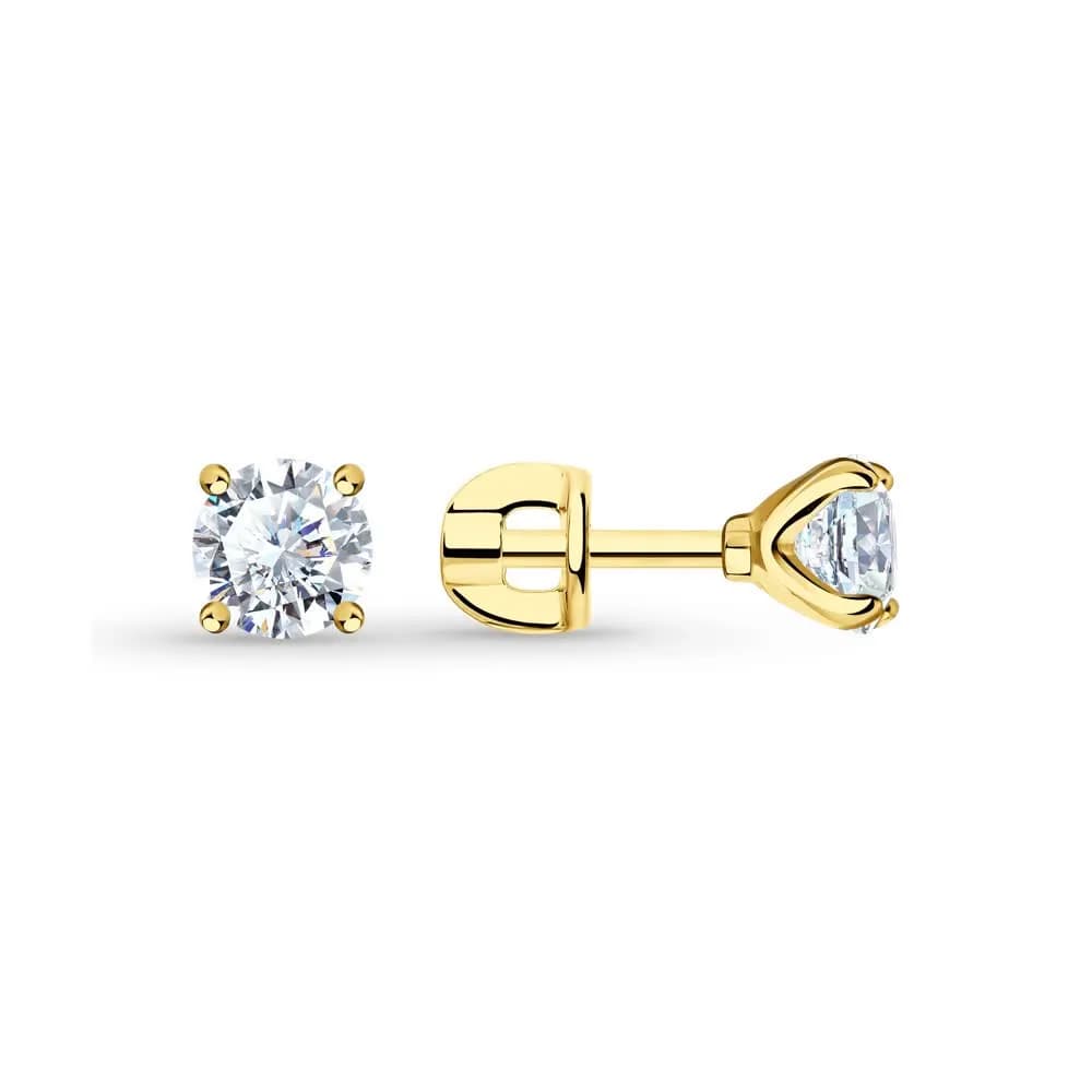 Серьги серебро, покрытие Вермель золото 999 пробы с фианитами