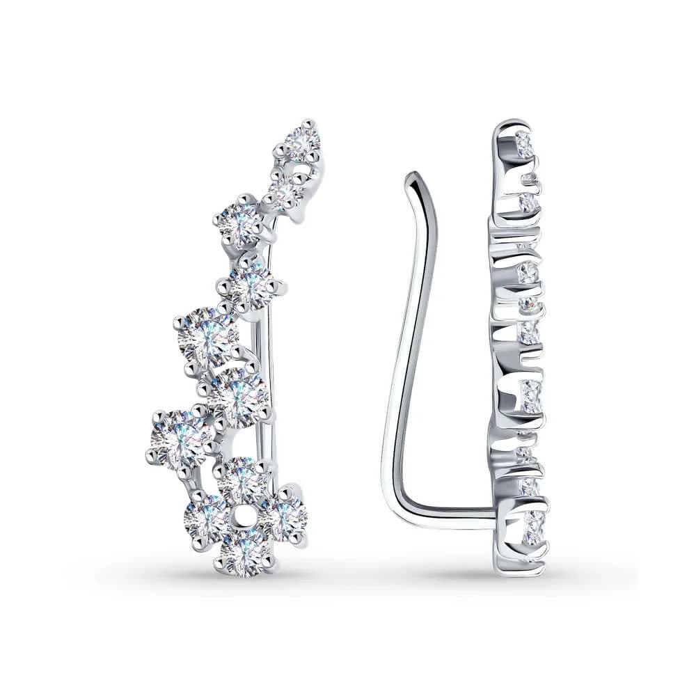 Серьги из серебра с фианитами
