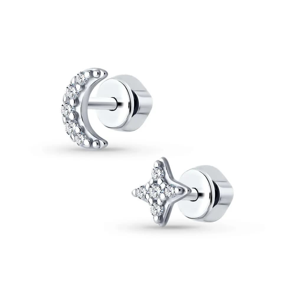 Серьги из серебра с фианитами