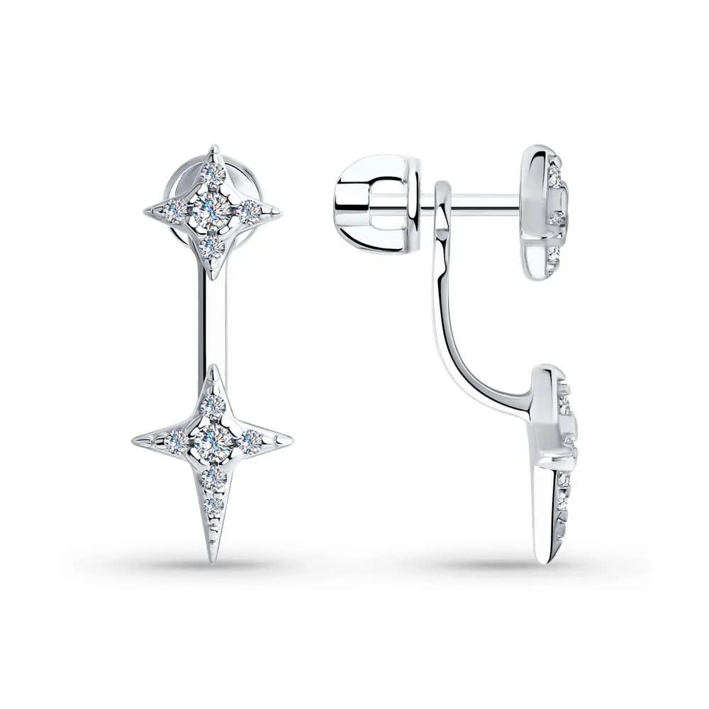 Серьги из серебра с фианитами