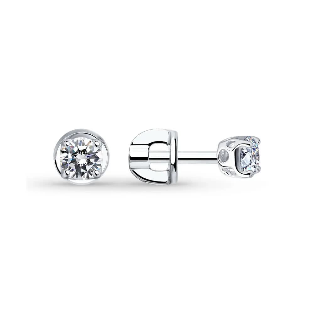 Серьги из серебра с фианитами