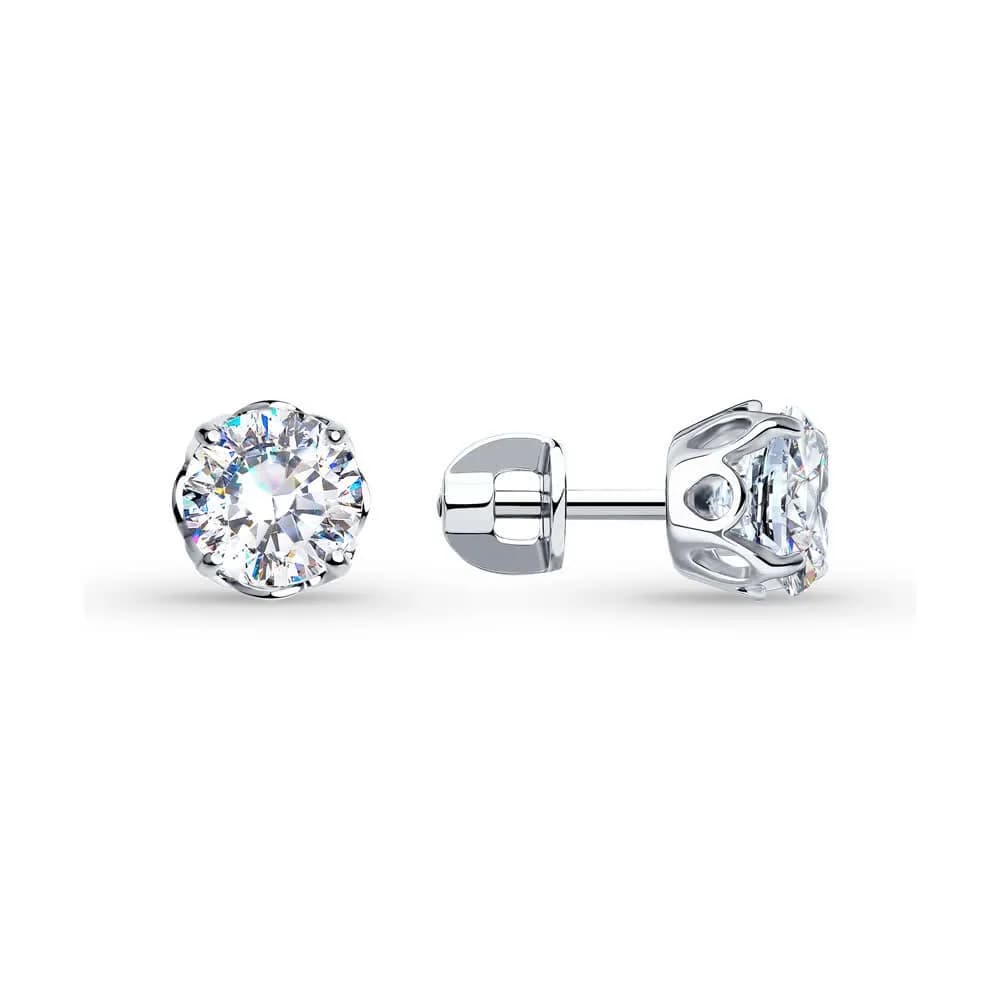 Серьги из серебра с фианитами