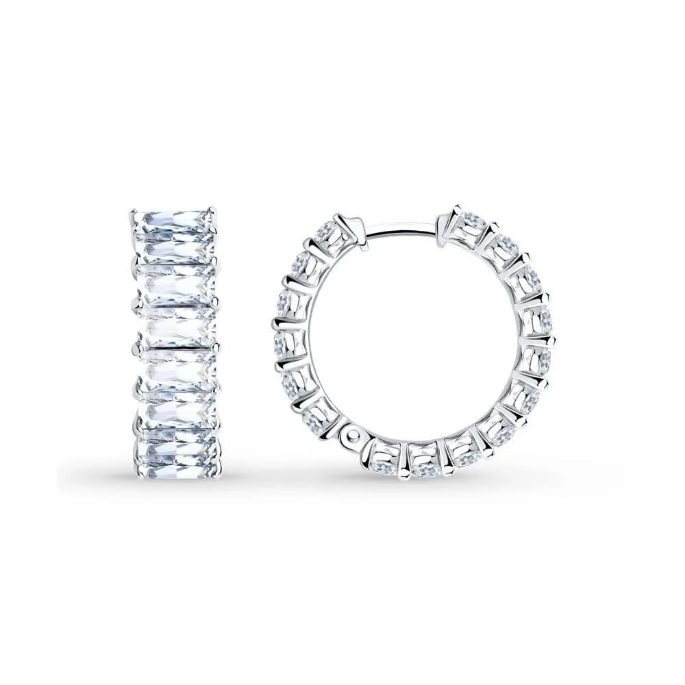 Серьги из серебра с фианитами