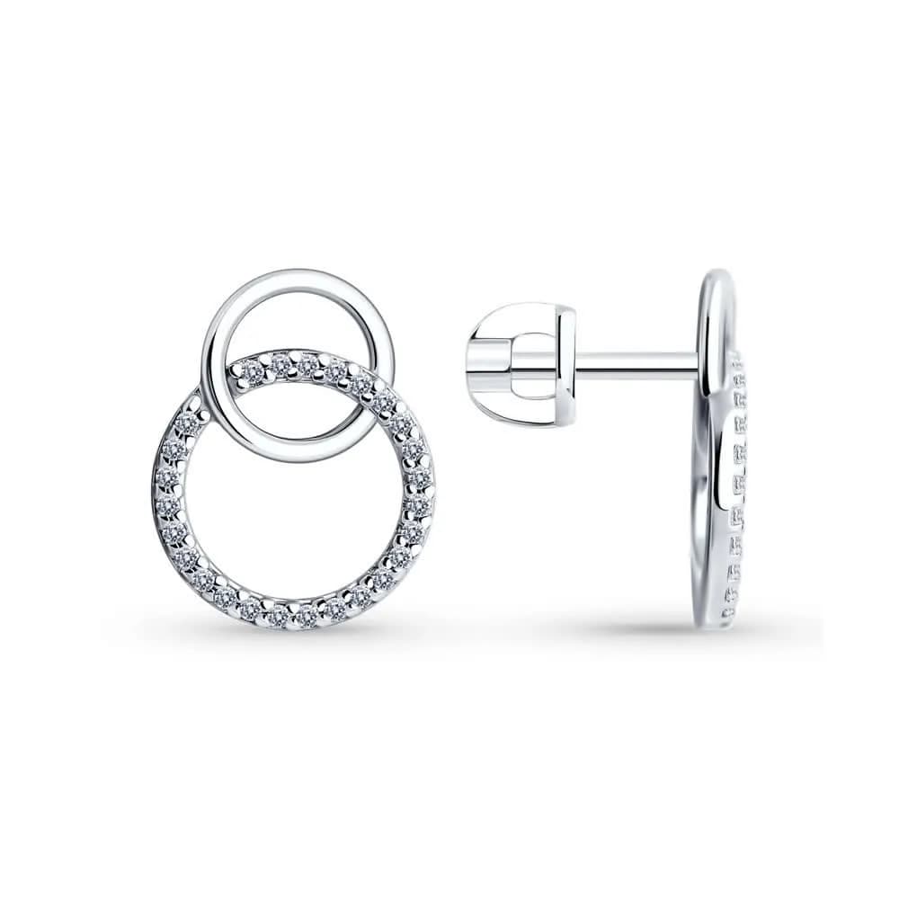 Серьги из серебра с фианитами