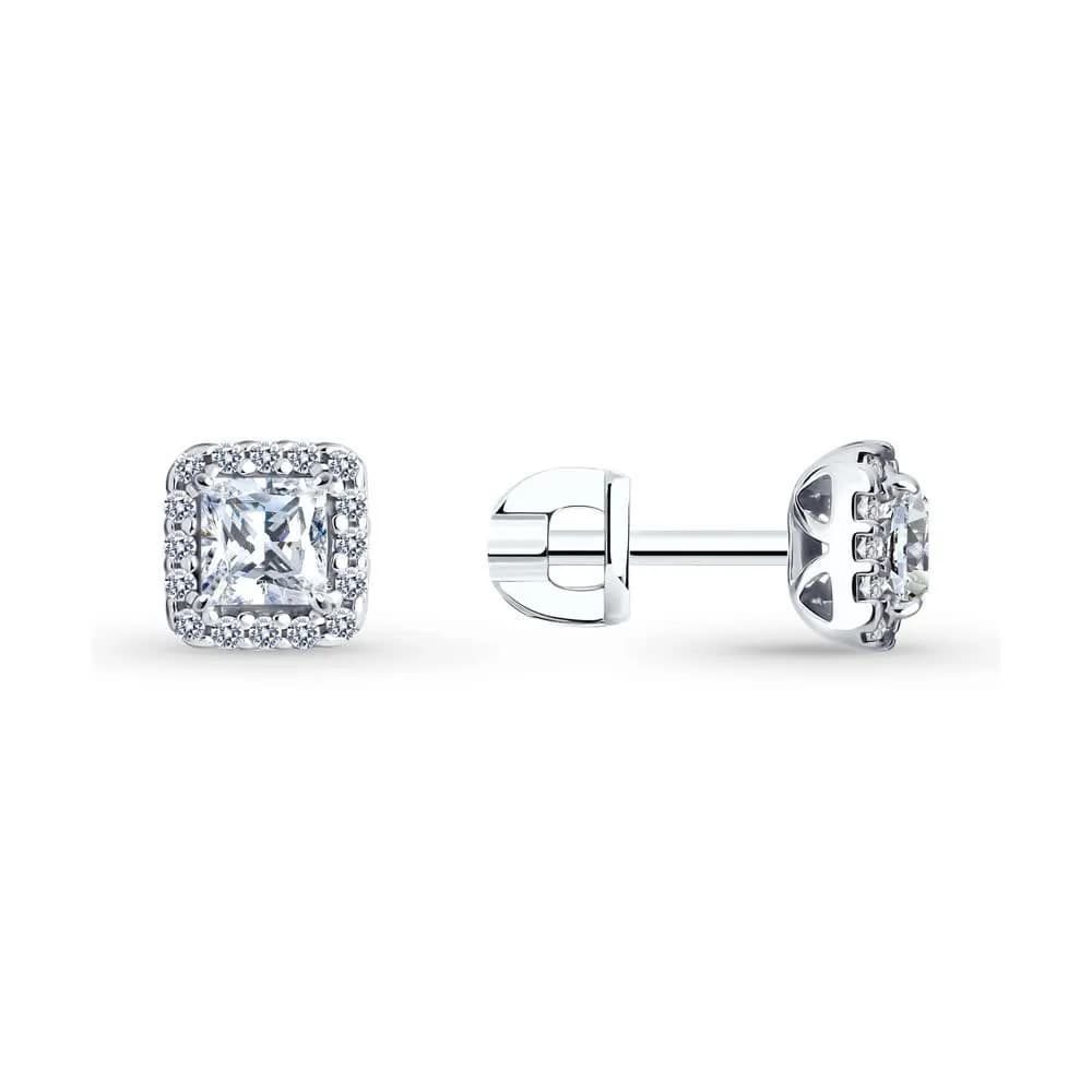Серьги из серебра с фианитами