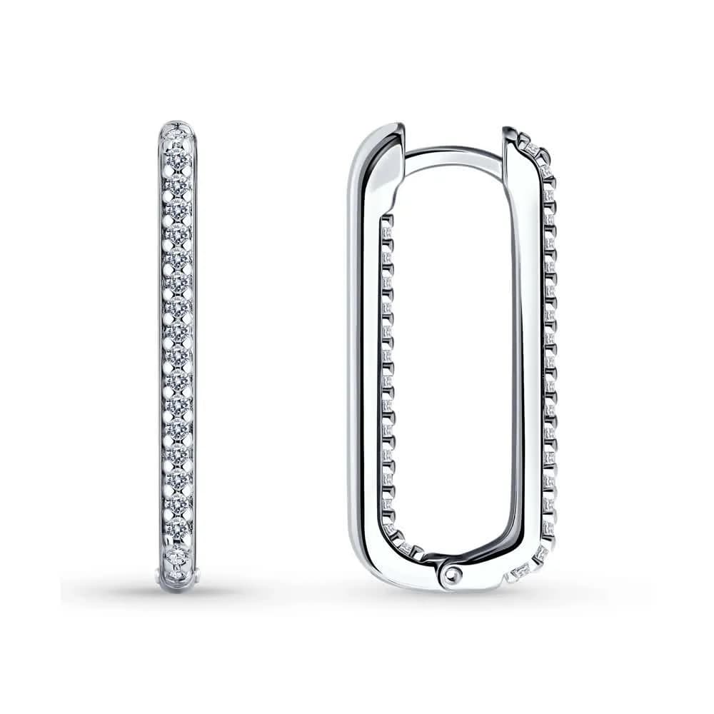 Серьги из серебра с фианитами