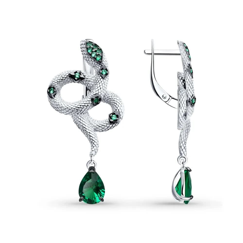 Серьги из серебра с фианитами