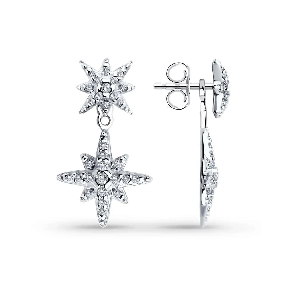 Серьги из серебра с фианитами