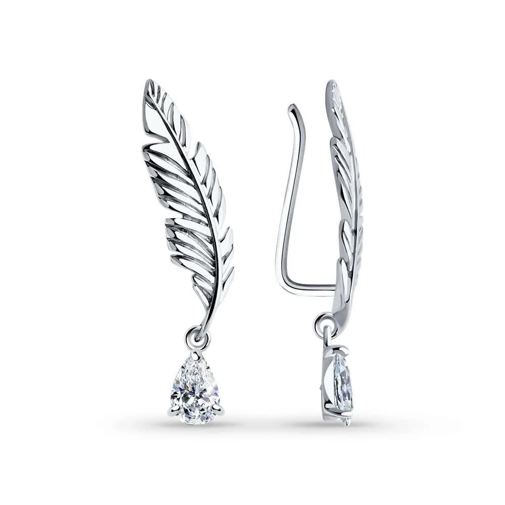 Серьги из серебра с фианитами