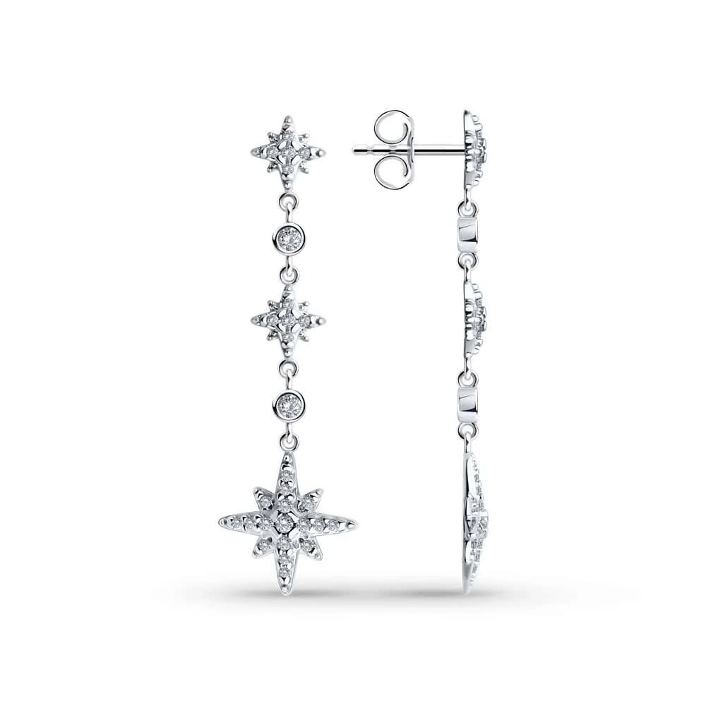 Серьги из серебра с фианитами