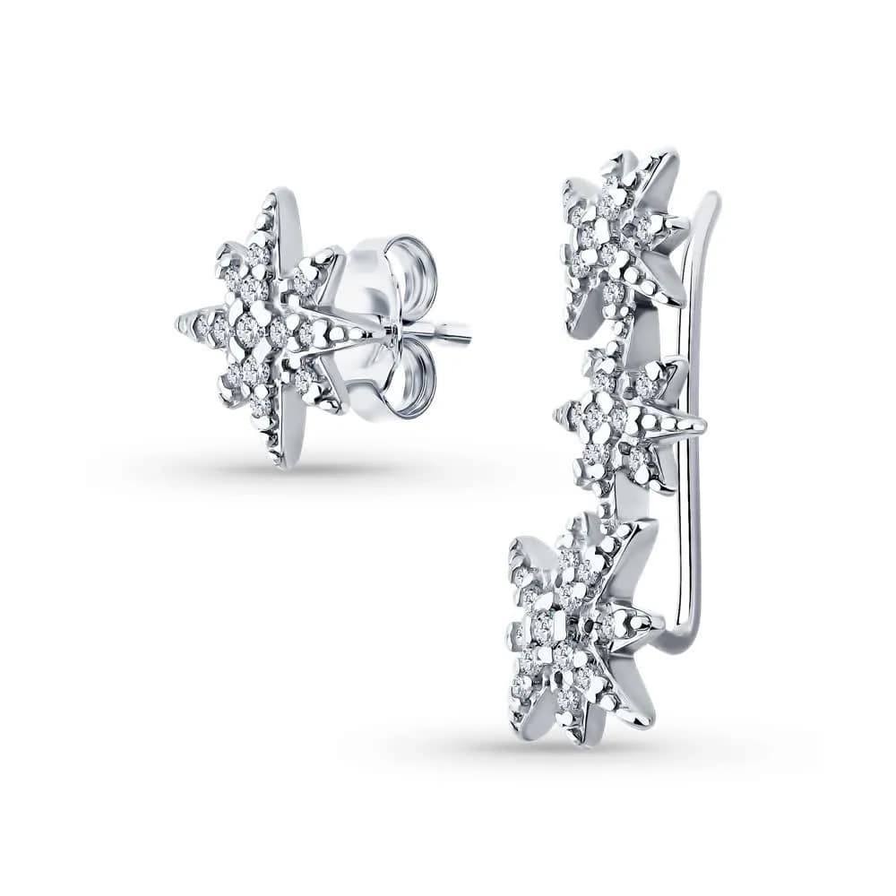 Серьги из серебра с фианитами