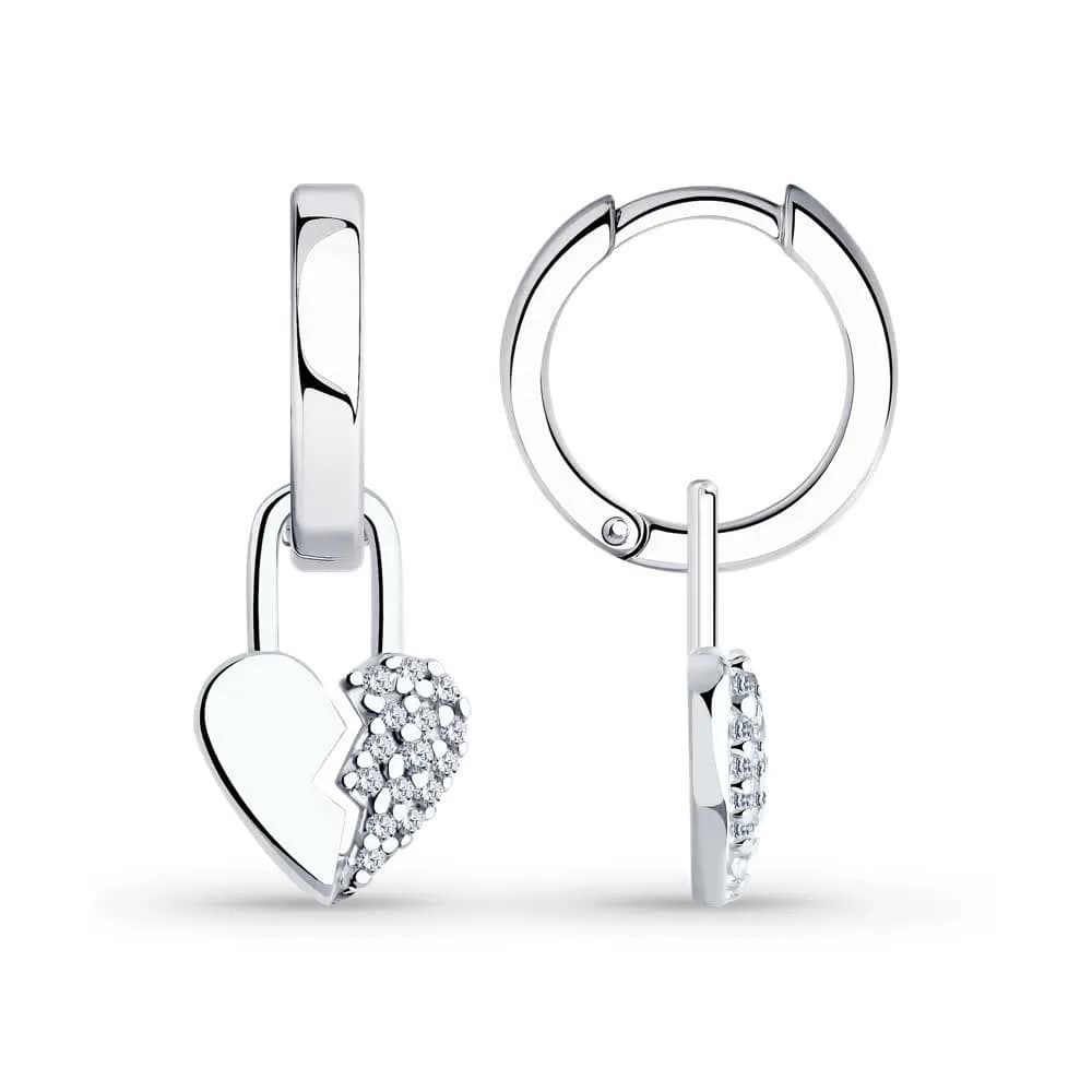 Серьги из серебра с фианитами