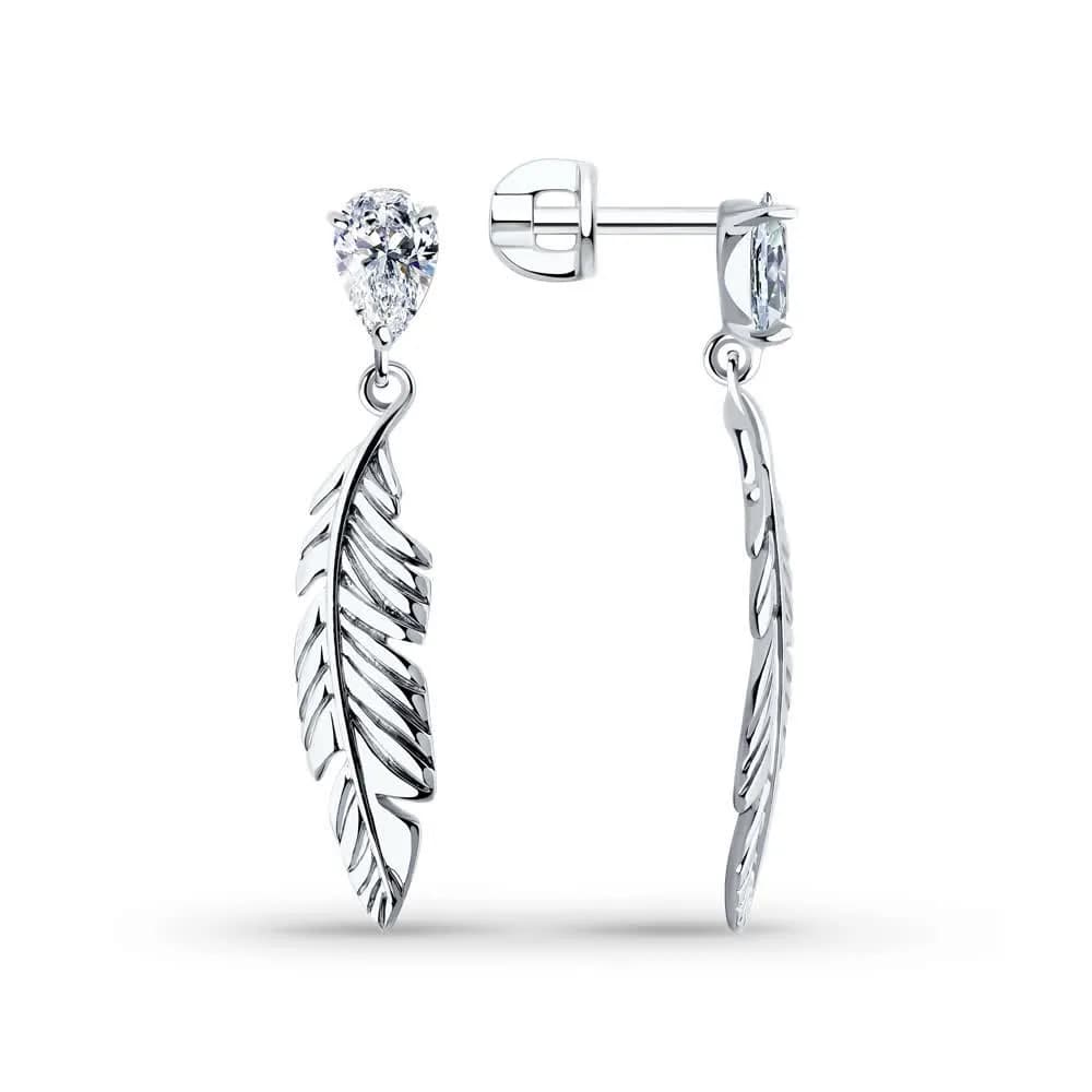 Серьги из серебра с фианитами