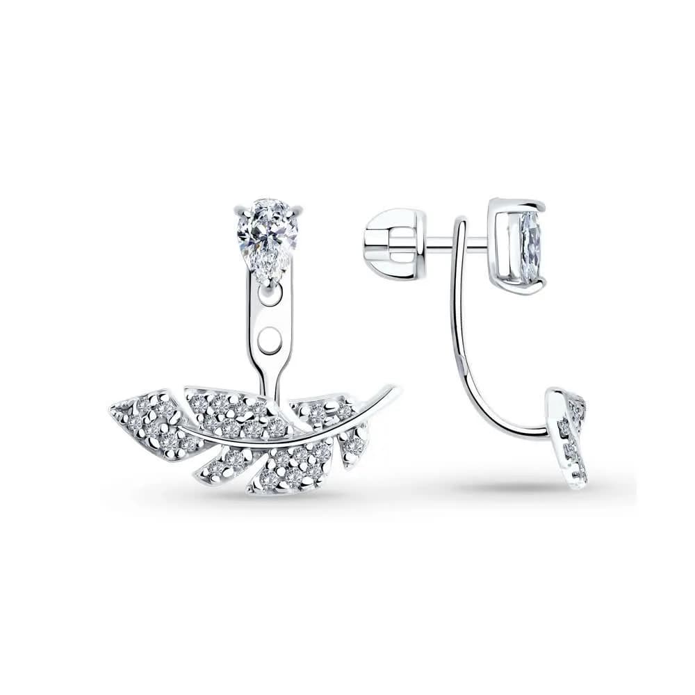 Серьги из серебра с фианитами