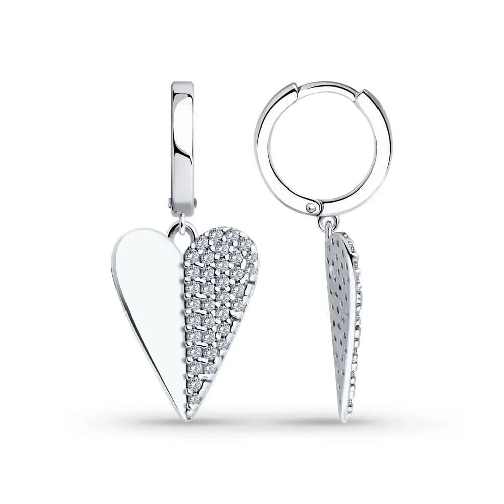 Серьги из серебра с фианитами
