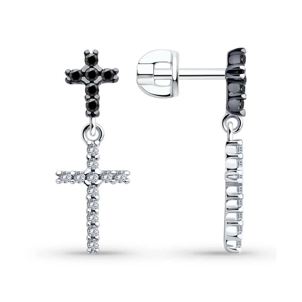Серьги из серебра с фианитами