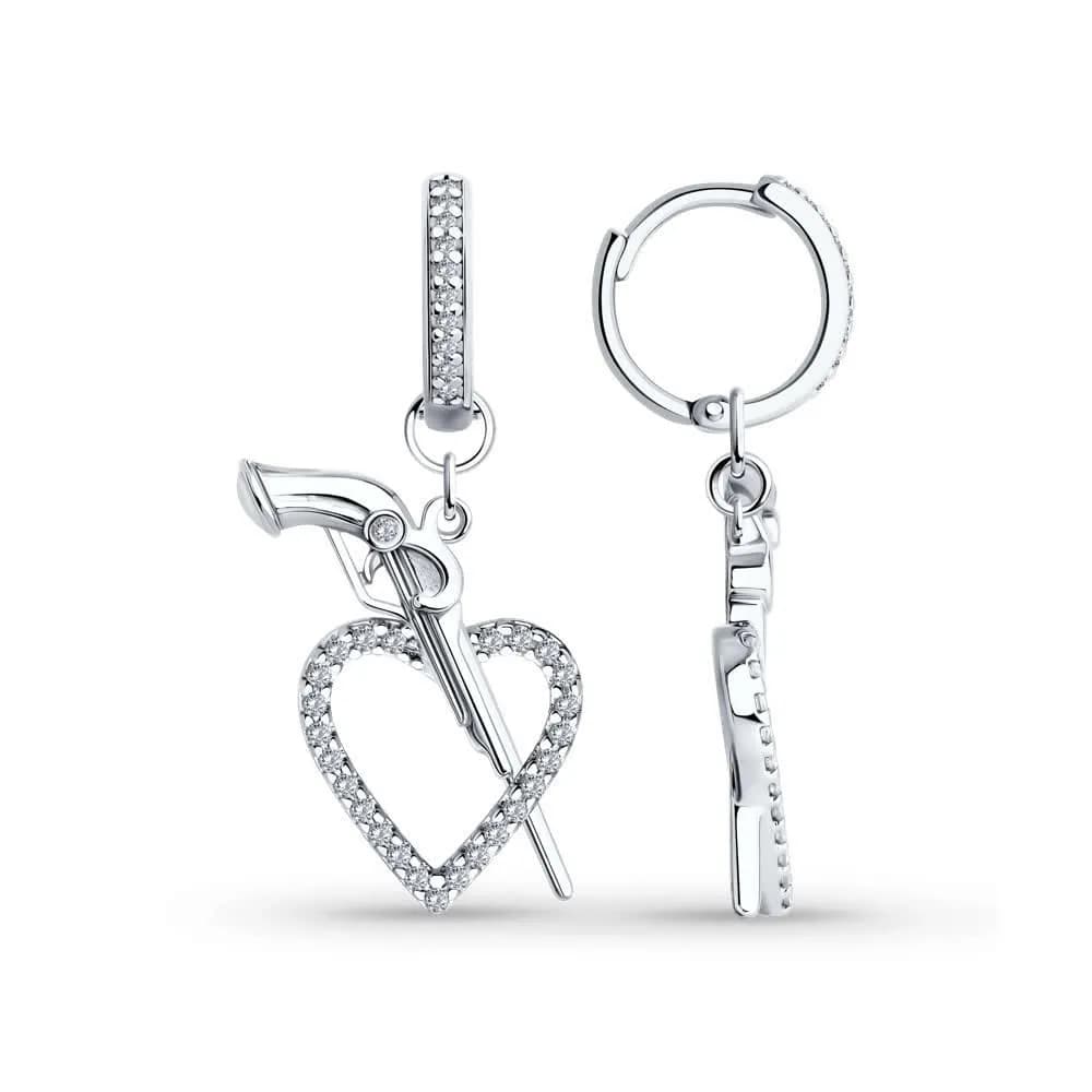 Серьги из серебра с фианитами