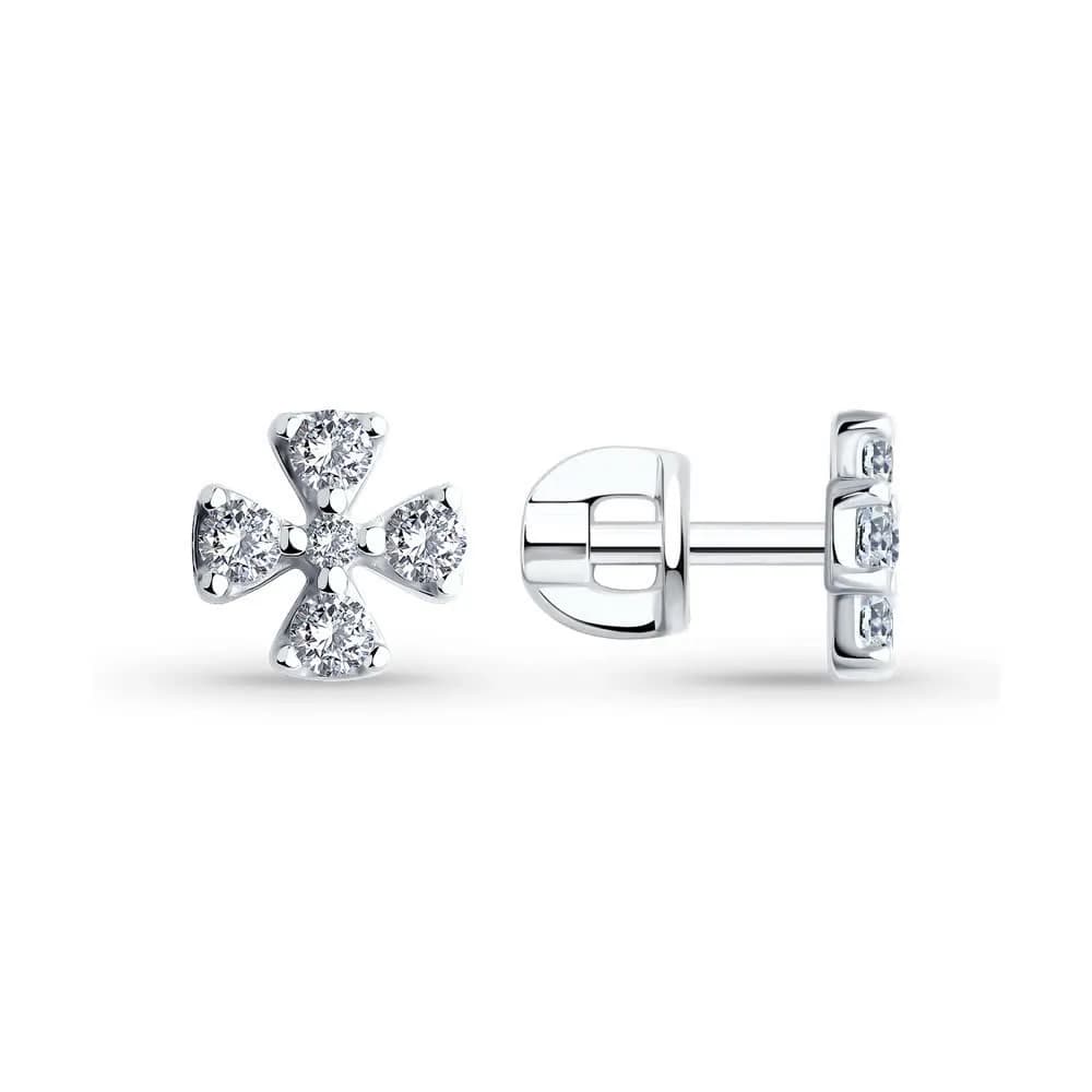 Серьги из серебра с фианитами
