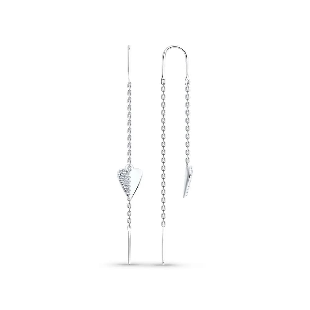 Серьги из серебра с фианитами